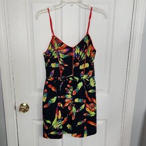 Mustard Seed Feather Dress With Stomach Cutouts